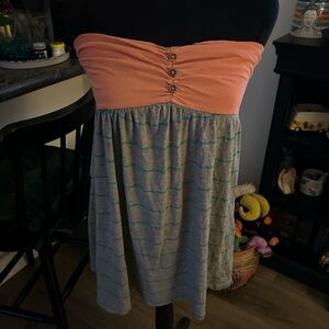 Orange and Gray Strapless Dress